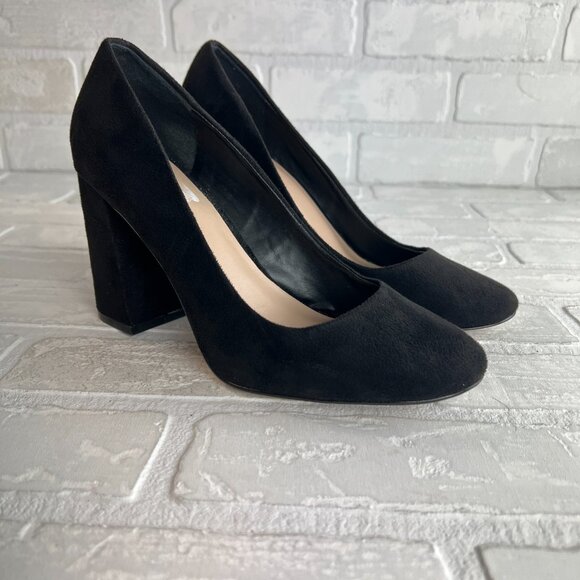 Mix No. 6 Pumps Womens 7.5 Black Faux‎ Suede Block Heels OMMI Round Toe Solid - Picture 1 of 13